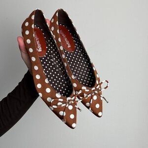 Jeffrey Campbell Brown Polka Dot Pointed Toe Flats